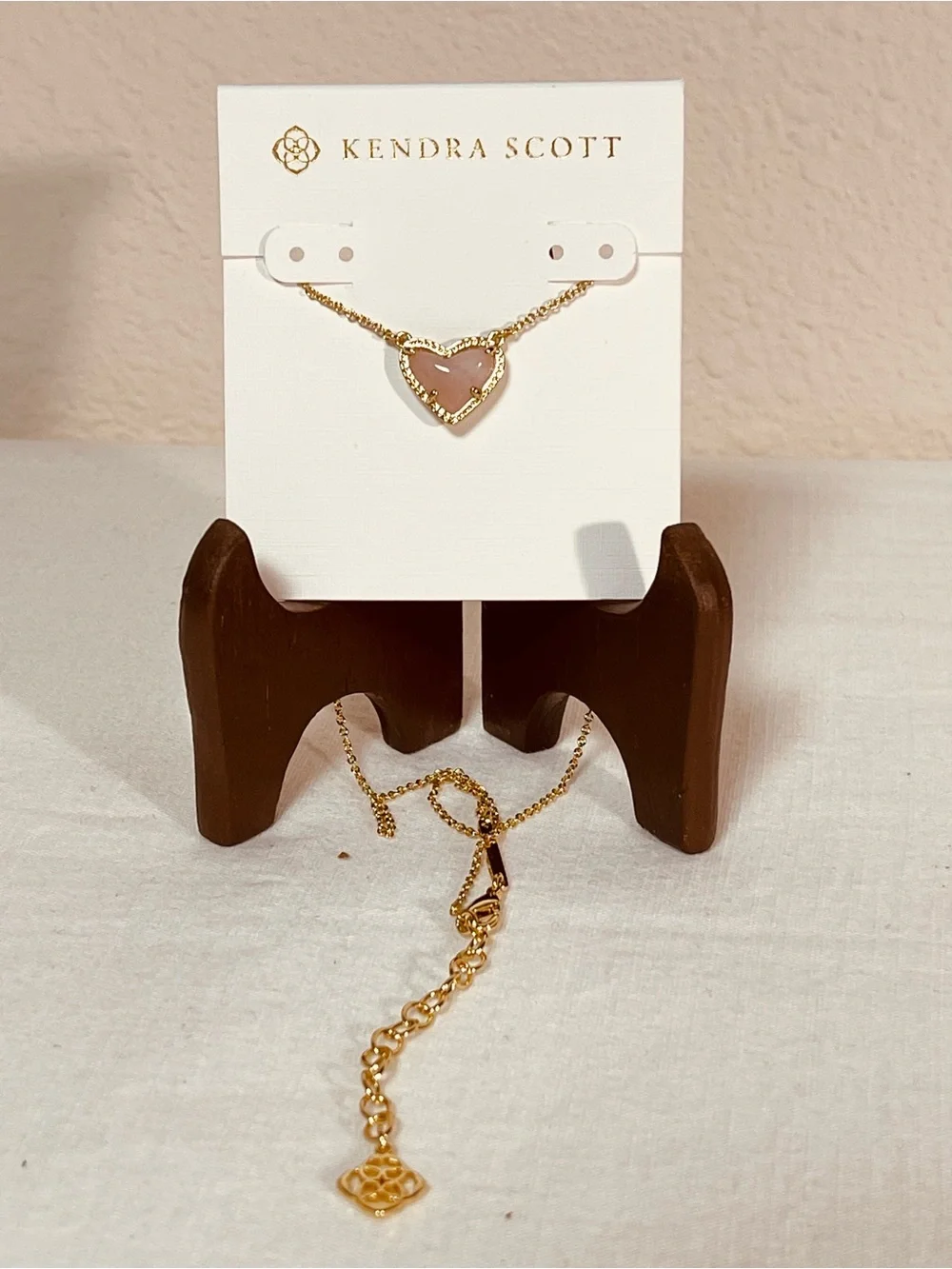 Kendra Scott Gold Necklace with Light Pink Heart Pendant